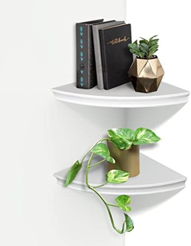 AHDECOR White Floating Corner Shelves Set of 2