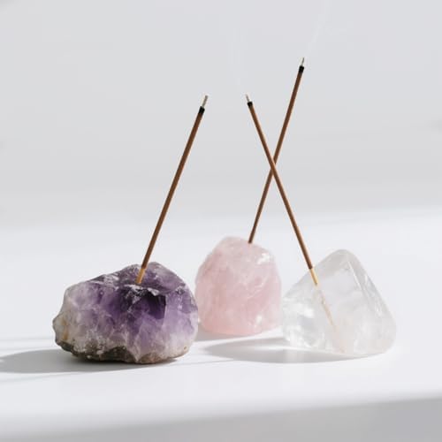 Natural Raw Crystal Incense Holder Set - 3 Stones