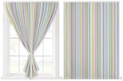 Rainbow Striped Self Adhesive Curtains for Windows 59x84 Inches