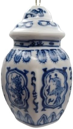 OnHoliday Ceramic Blue and White Ginger Jar Hanging Ornament 1