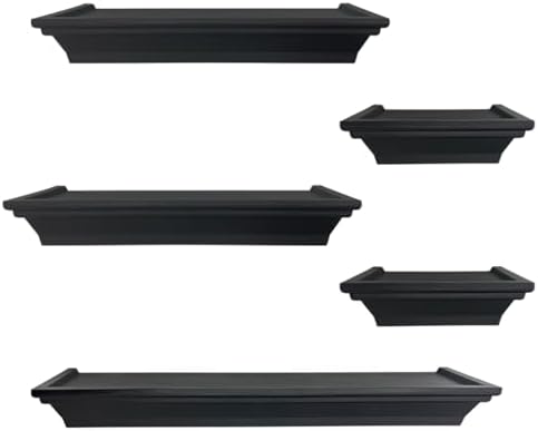 Black Floating Shelves Set of 5 for Home Decor