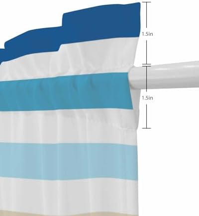 Blue Teal Brown Striped French Door Curtains 54W x 72L