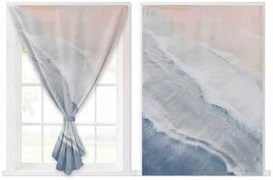 Navy Blue Coastal Wave Self Adhesive Curtains for Windows