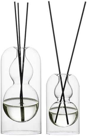 GalDal Empty Glass Fragrance Diffuser Bottles with 16pcs Black Reed Sticks 2pcs Set