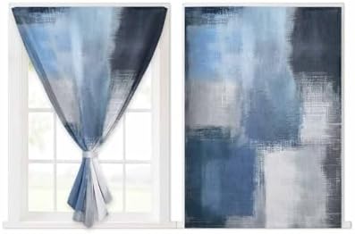 Abstract Blue Self Adhesive Portable Curtains for Windows