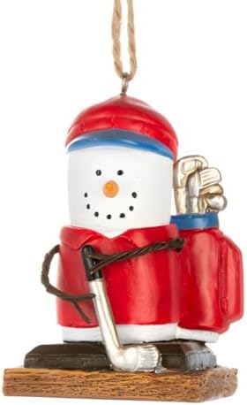 Ganz Smores Golf Ornament - Snowman Golfer Red Blue