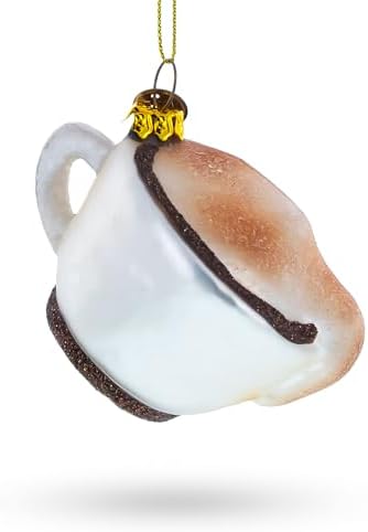 Steaming Cappuccino Cup Blown Glass Christmas Ornament 1