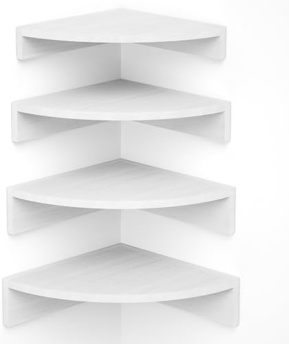 Alsonerbay Set of 4 White Corner Floating Shelves