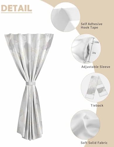 Grey Ombre Marble Self Adhesive Portable Curtains for Windows
