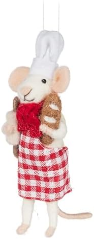 Abbott Collection Pastry Chef Mouse Ornament Red 6 Inch