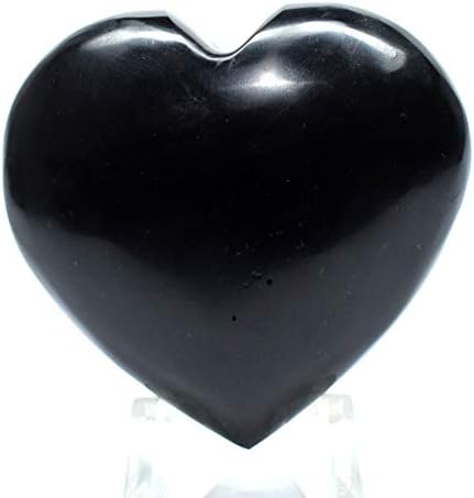 47mm Black Onyx Puffy Heart with Acrylic Stand