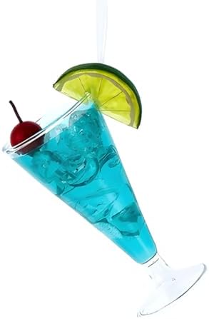 Kurt Adler Blue Tropical Drink Glass Ornament