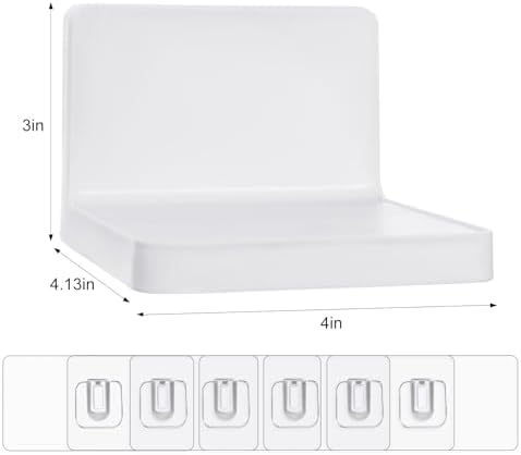 Set of 6 4 Inch Plastic Floating Shelves White