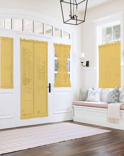 Sheer Yellow French Door Curtain 54x40 Inch