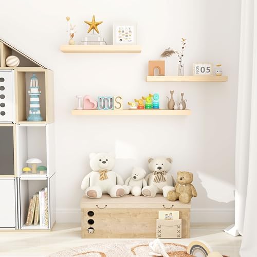 Marsmiles 48 Inch Natural Wood Floating Shelf Set
