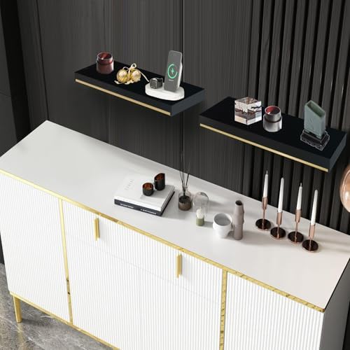 Thick 178 in Black and Gold Floating Shelves Set of 2