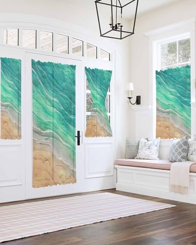 Green Coastal French Door Curtain with Tieback