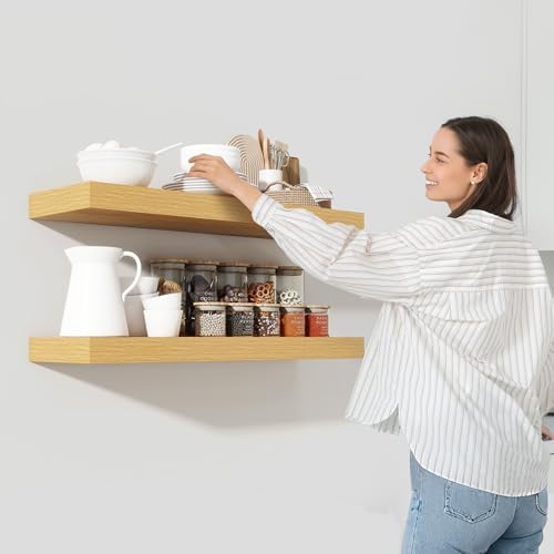 36 Inch Floating Shelves Wall Mount 10 Inch Deep Oak