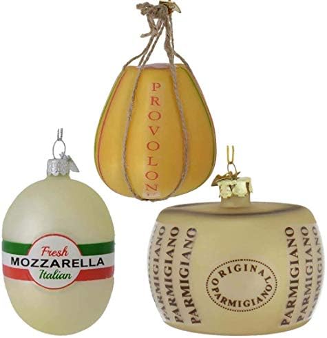 Kurt Adler Noble GEMS Glass Cheese Ornament Set of 3