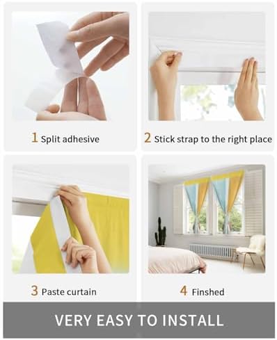 Self Adhesive Portable Curtains for Windows 47x72 Inches