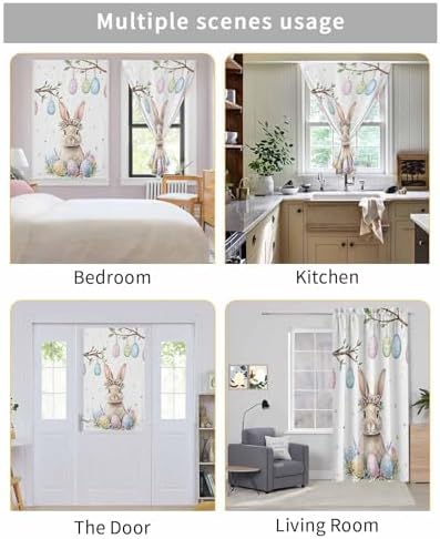 Yomandocix Spring Easter Bunny Self Adhesive Curtains 47x63 Inches