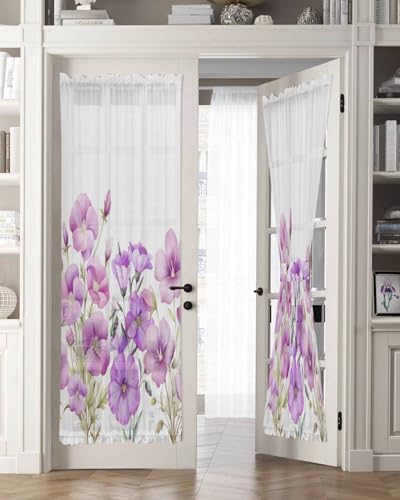Spring Rustic Farmhouse Floral Door Curtain Panel