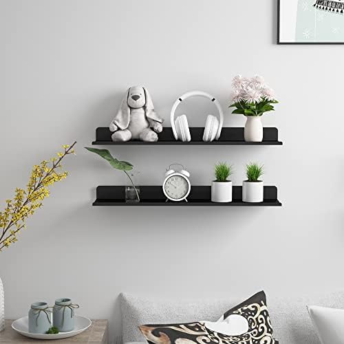 SlimmKISS Set of 8 Matte Black Floating Shelves Wall Mount
