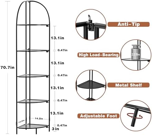 Crofy Foldable 5 Tier Corner Shelf Unit