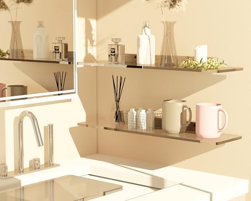 QsQueen Solid Wood Acrylic Floating Shelves for Home Decor