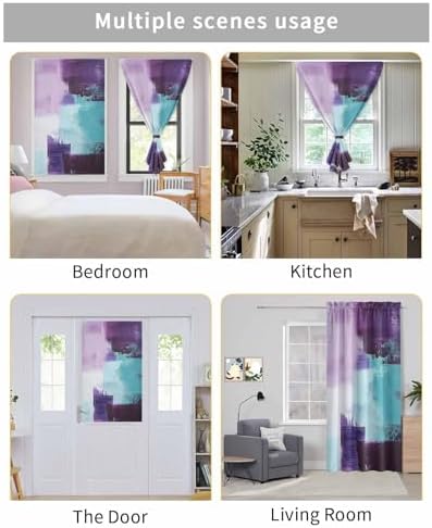 Purple Turquoise Self Adhesive Blackout Curtains 52x84
