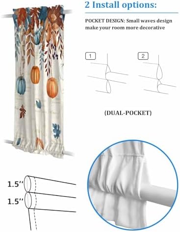 Orange Blue Pumpkins Fall Door Curtain for Privacy