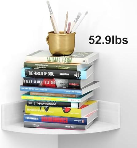 Alsonerbay Set of 4 White Corner Floating Shelves