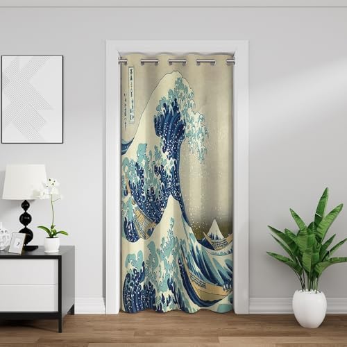 Leyiyi Japanese Door Curtain with Ukiyoe Design 60x80 Inch Panel