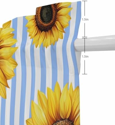 Blue Stripes Sunflower French Door Curtain