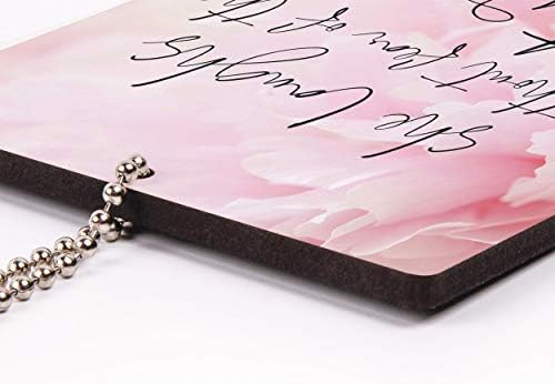 P Graham Dunn She Laughs Without Fear Floral Pink Wood Hanging Charm