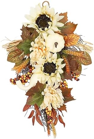Generic Harvest Pumpkin Swag with Autumn Leaves 60cm
