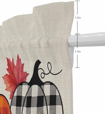 Orange Pumpkins French Door Curtain with Plaid Design