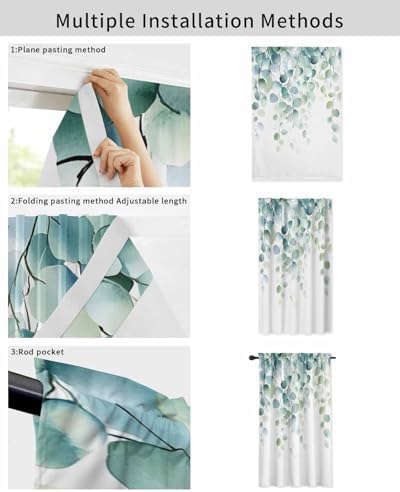 Sage Green Eucalyptus Self Adhesive Blackout Curtain 59x72