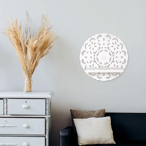 Multipurpose Floating Wall Shelf with Key Hooks
