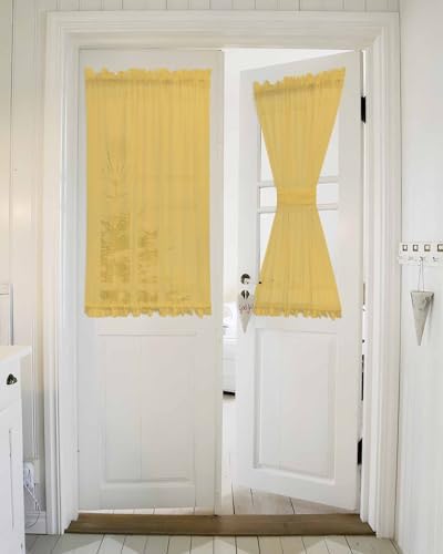 Sheer Yellow French Door Curtain 54x40 Inch