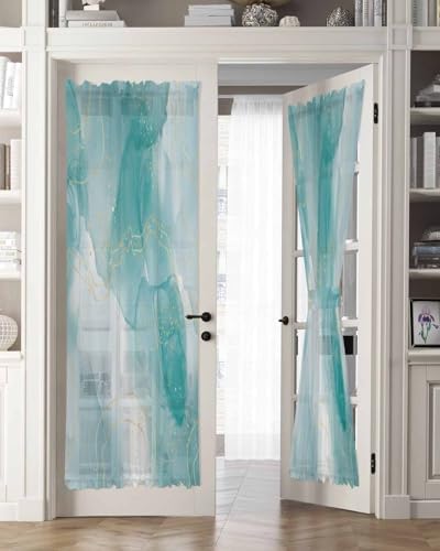 Green Marble French Door Curtain with Tieback