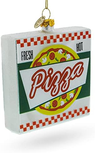 Delicious Pizza Box Blown Glass Christmas Ornament 1