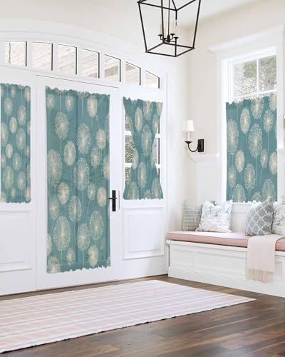 White Dandelion French Door Curtain with Rod Pocket