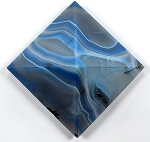 28 Inch Dyed Blue Agate With Quartz Druzy Pyramid - India Collectible Specimen