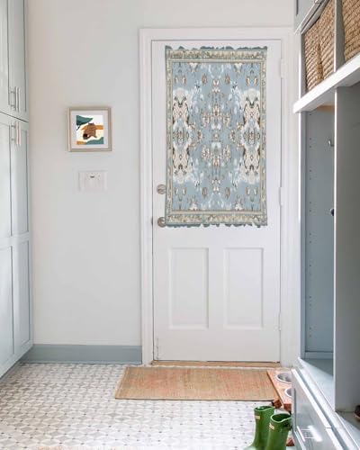 Abstract Blue Door Curtains 54x40 Rod Pocket Panels