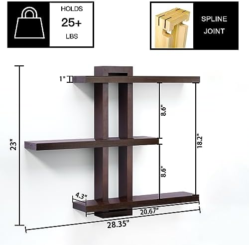 Variable Floating Shelves Wood Set of 3 - Dark Walnut