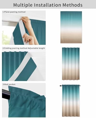 Gradient Self Adhesive Blackout Curtains for Windows 52x63 Inches