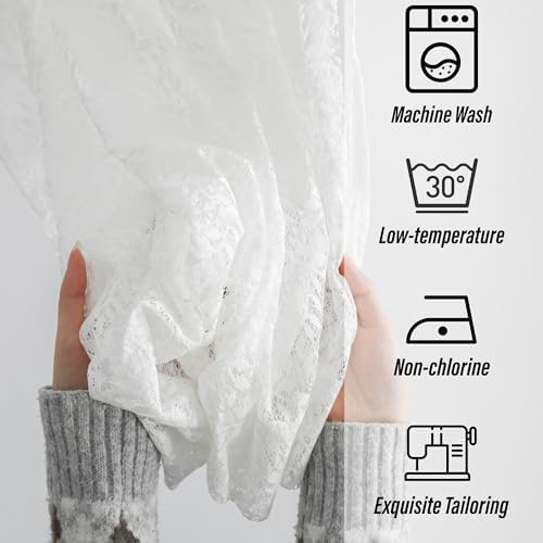 Lace French Door Curtain 72 Inch Long 2 Pack with Tieback