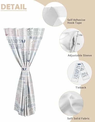 Coastal Nautical Self Adhesive Blackout Curtains 59x84 Inches