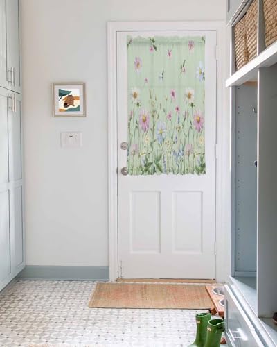 Flower Green French Door Curtain with Tieback
